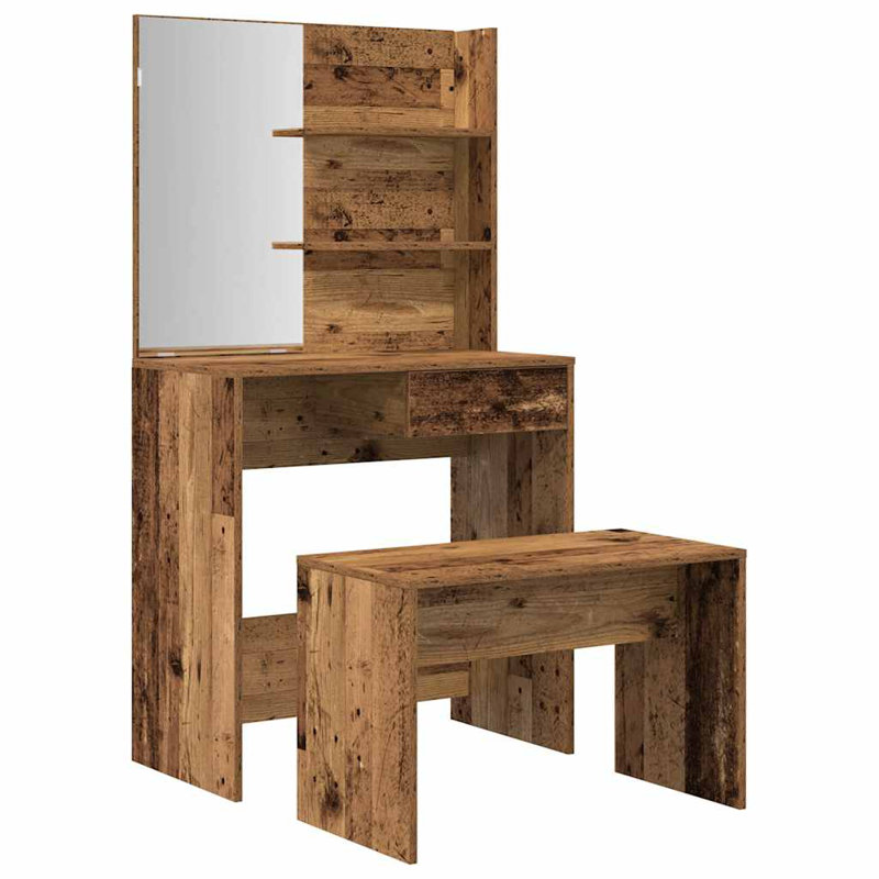 Kliment Dressing Table with Mirror, Old Wood
