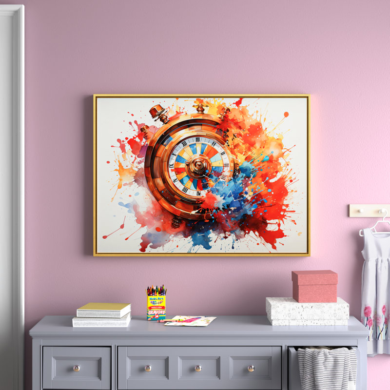 «Casino Royale Roulette I», reproduction d'art sur toile, Cadre flottant doré, H 30 po x l 40 po x P 1,5 po