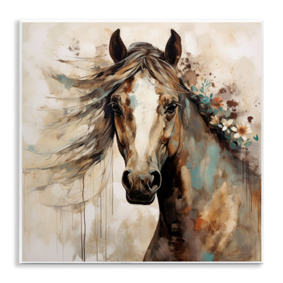 " Brown Horse With Florals "