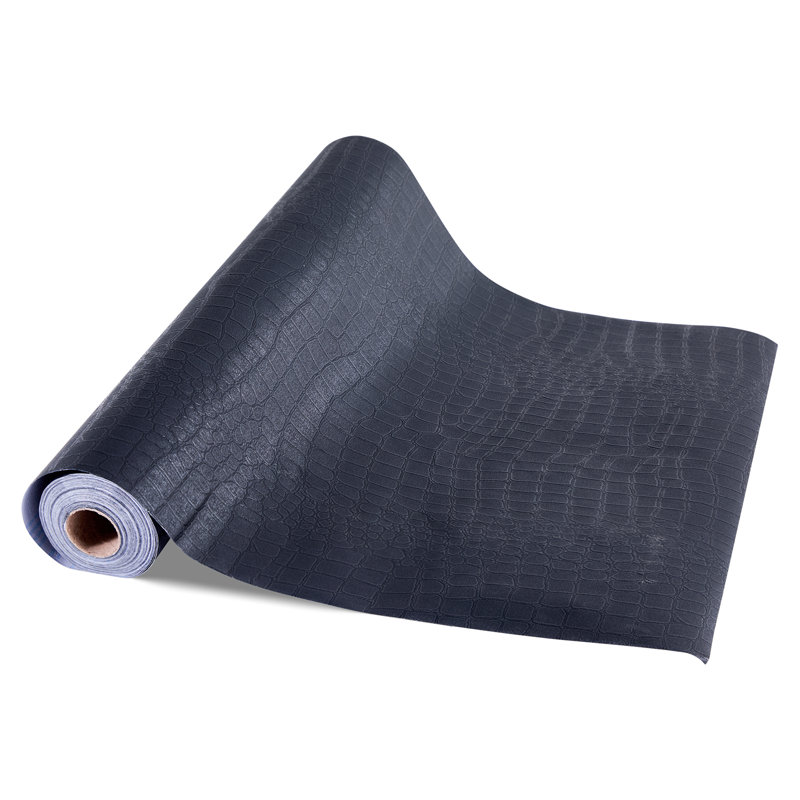 Papier peint à peler et coller, papier contact de 15,7 po x 393,7 po, texture craquelée noire, adhésif auto-adhésif, facile à nettoyer et à peler, rouleau de vinyle décoratif pour chambre à coucher, cuisine, salle de bain, bureau
