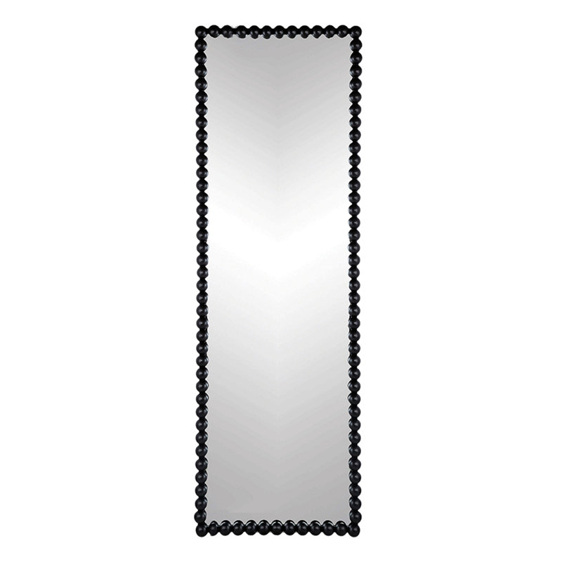 23" X 72" Full Length Mirror With Metal Beaded Frame, Rectangular Oversized Mirror For Living Room Bedroom, Black