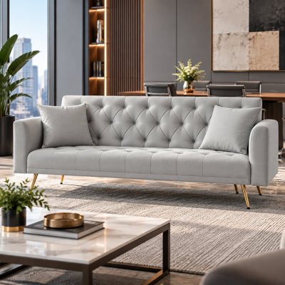 71" Convertible Loveseat Sofa, American Retro Velvet Sleeper Couch For Small Living Rooms, Bedrooms & Offices