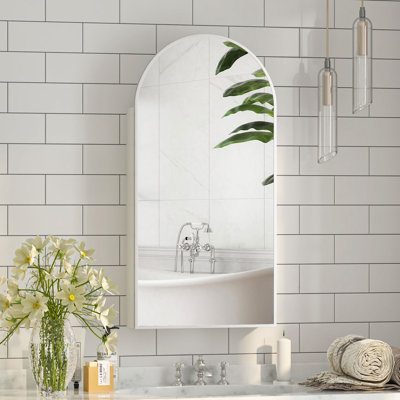 Arched Bathroom Medicine Cabinet With Mirror & Shelves,right Open,wall Mounted