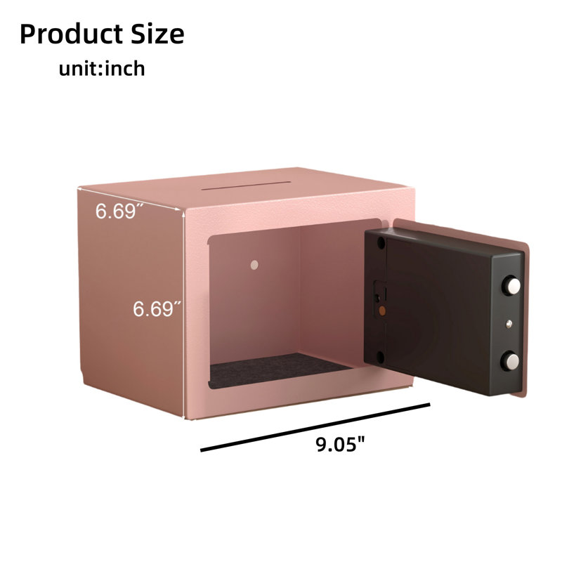Coffre-fort de sécurité à clé et à combinaison, coffre-fort compact de 0,23 pied cube, idéal pour un usage domestique, pour ranger de l'argent et des documents, rose