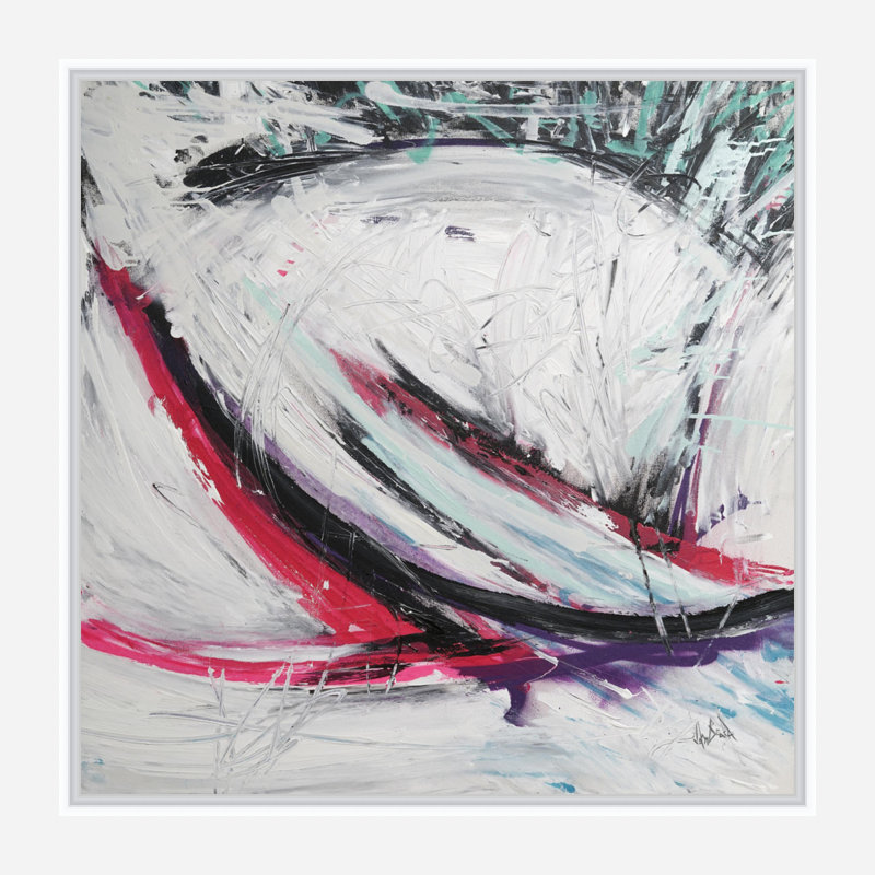 Miami Vice On Giclee Canvas Hand Embellished Art, 20" H x 20" W x 1.75" D, White Framed Canvas