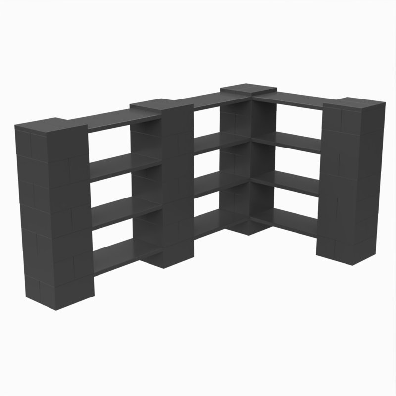4 Level Double Corner Shelving, Dark Gray