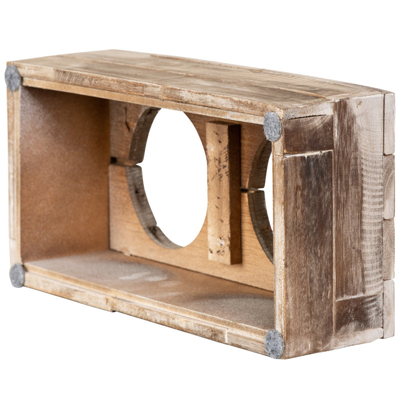 Large Rustic Reclaimed Wood Elevated Pet Feeder with Stainless Steel Bowls