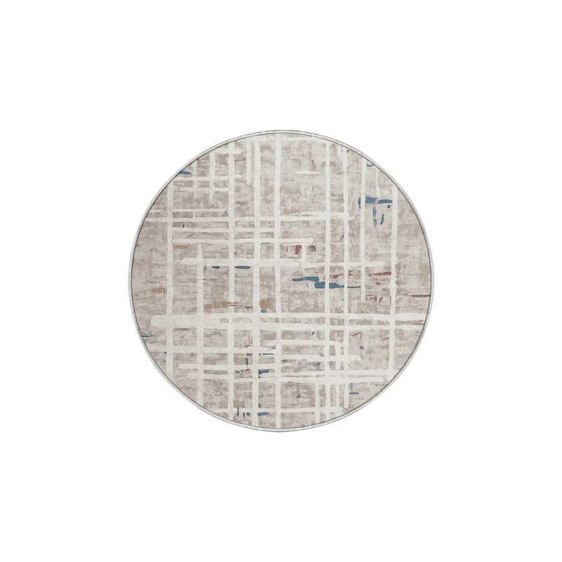 Tapis beige soyeux et moelleux, Rectangle 7 pi x 9 pi