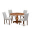Cet ensemble de salle à manger 5 pièces comprend une table de salle à manger ronde avec piédestal et 4 chaises Parson revêtues de tissu de lin, noyer antique-476301678-476301664