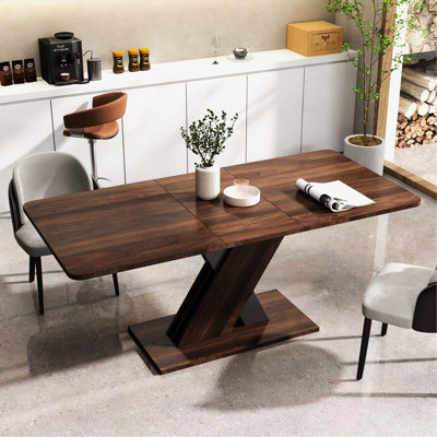 Console, table de salle à manger moderne, base en forme de X, 70,56 po X 33,06 po 29,31 po, noyer