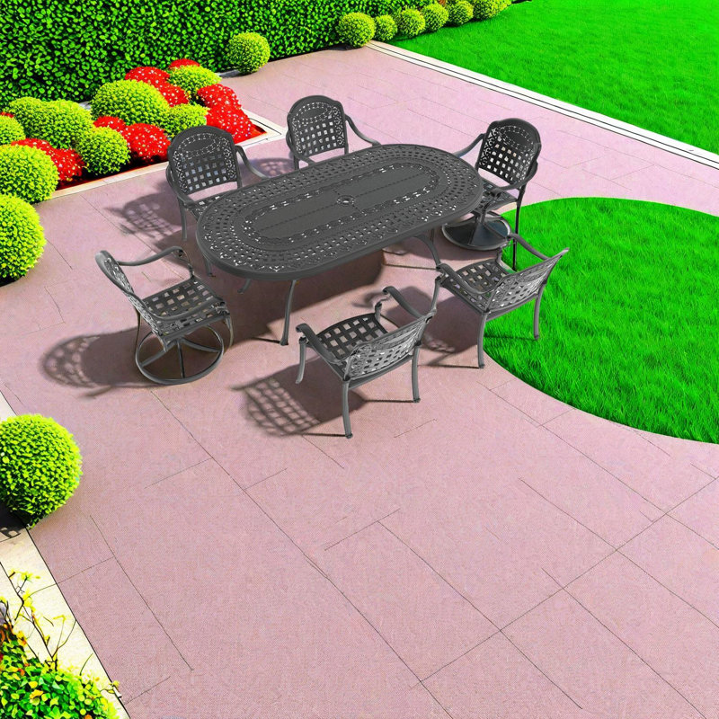 Élégant ensemble de salle à manger de patio 7 pièces en fonte d'aluminium pour le divertissement à domicile