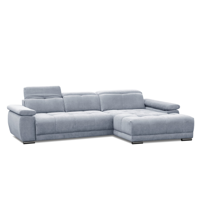 Jafiya 4 Seater Velvet Sofa Bed, Grey, Right Hand Facing