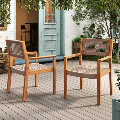 De 2 chaises de salle à manger tressées brunes. Bois + corde. Finition. Taille 23,21 po x P 23,96 po. Facile à installer. Peut supporter des chaises de 400 lb avec style et combinaison de cordes pour un espace chic