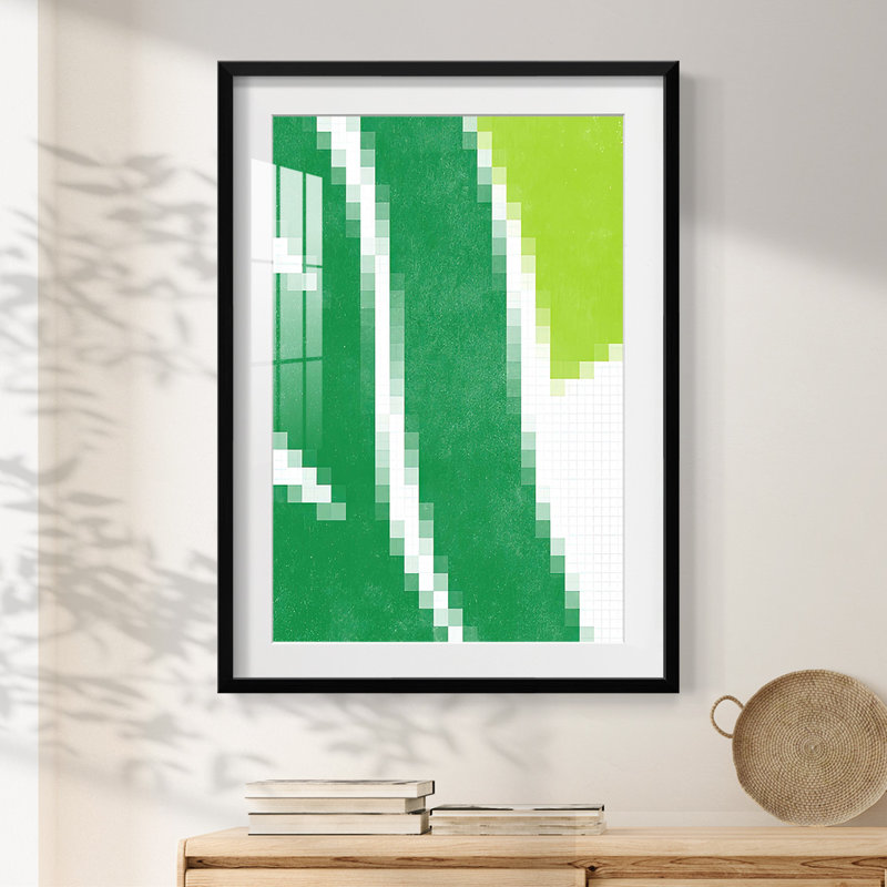 Pixel Leaves I -Framed Print, 25.5" H x 17.5" W, Black