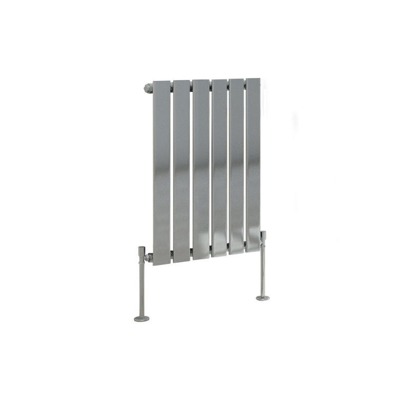 Adah Horizontal Single Flat Panel Radiator, Chrome, 600mm H x 408mm W x 52mm D, 1
