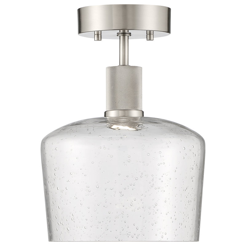Southglenn Glass Semi Flush Mount, Brushed Steel