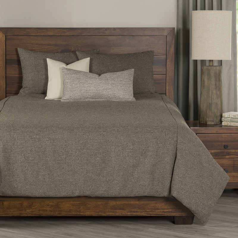 Belmont Nubby Homespun Duvet Cover and Insert Set with Accent PIllows, Twin, Brown