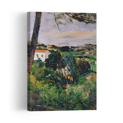 Landscape With Red Roof Or The Pine At The Estaque, 1875-76 Contemporary Architecture City Wall Art Print by Paul Cezanne - 1 Piece Wrapped Canvas Wall Art