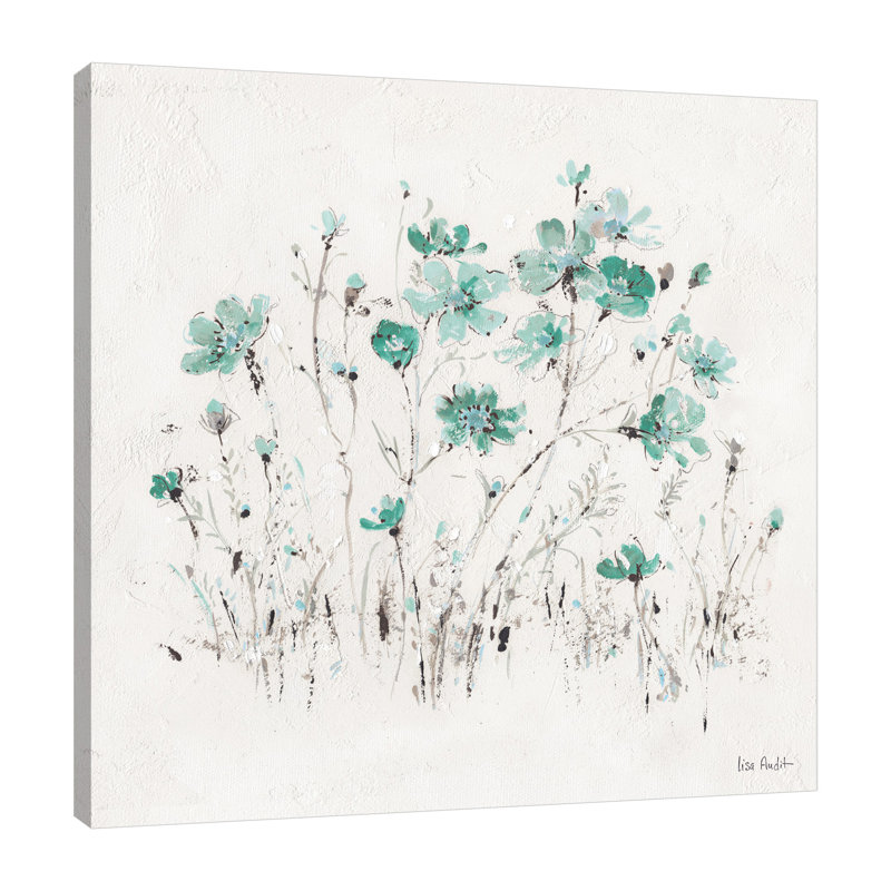 «Wildflowers II Turquoise», reproduction d'art sur toile, H 48 po x l 48 po x P 1,5 po, Toile tendue