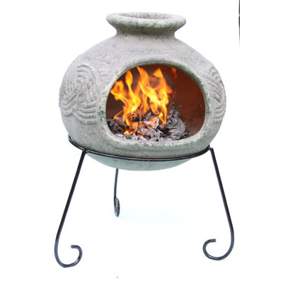 Round Clay Wood Burning Smokeless Chimnea