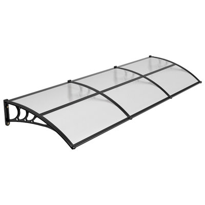 Awnings for Door Entrance, 38 x 117 in, Exterior Front Door Window Awnings with Drainage & ABS Bracket, Rain Snow Sun Protection, Overhang Polycarbonate Door Canopy for Porch Patio, Clear