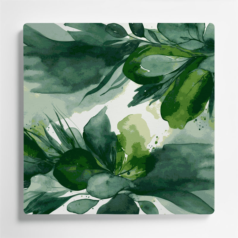 Aquarelle abstraite, art mural vert en métal 13, H 12 po x l 12 po
