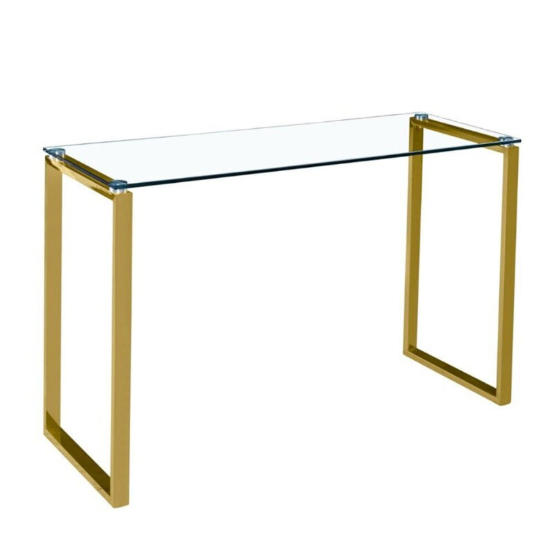 47'' Glass Top Console Table, Gold