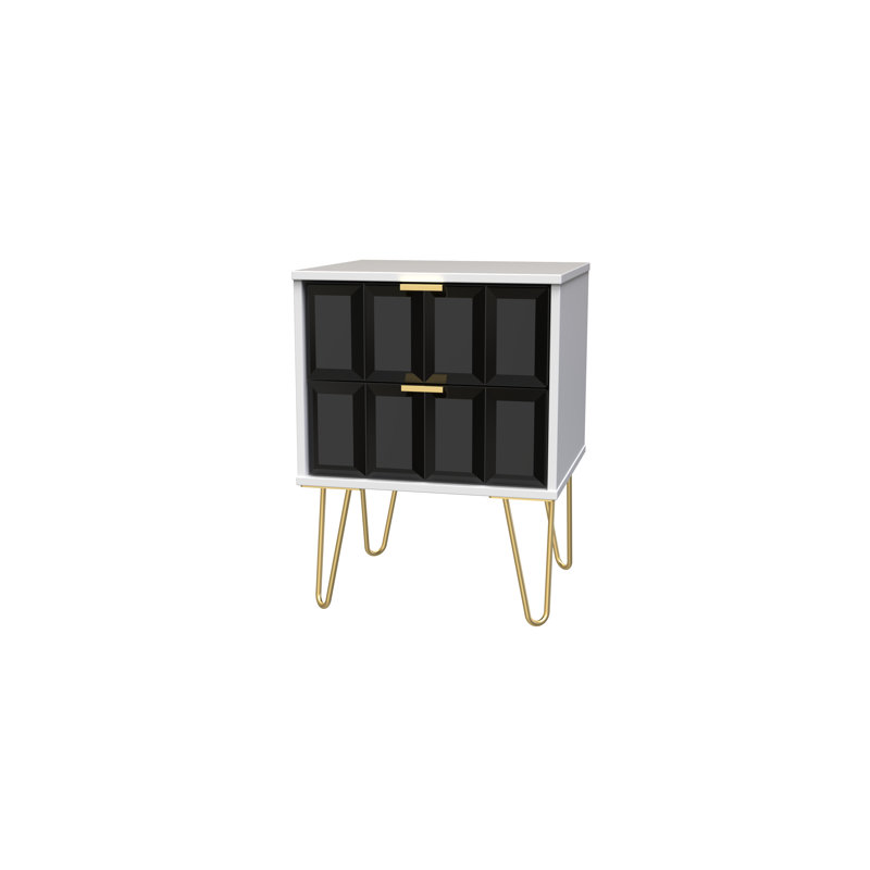 Fully Assembled Alkim Manufactured Wood Bedside Table, White/Black
