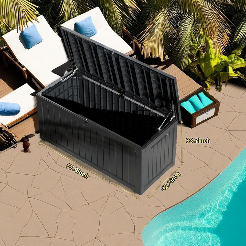 Deck Box, 230 Gallon Lockable Resin, Waterproof & UV-Resistant O...