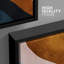 «Mid Century Shape», impression géométrique sur toile abstraite encadrée brune et bleue 3 pièces-119461139-94434433-94434432