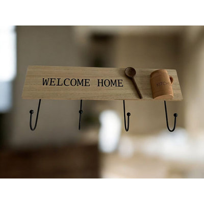 Wooden Kitchen 3 Wall Hooks Sign