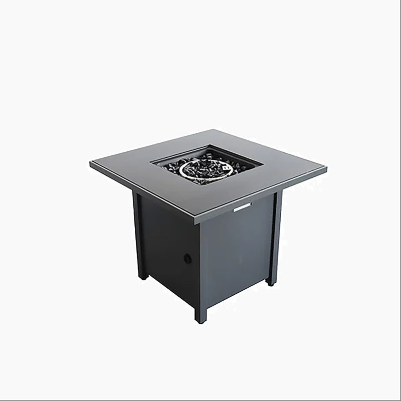 Table de foyer d'extérieur en acier avec couvercle H 25 po x l 30 po