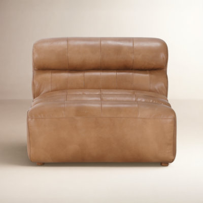 Anya Pine Genuine Leather Slipper Chair