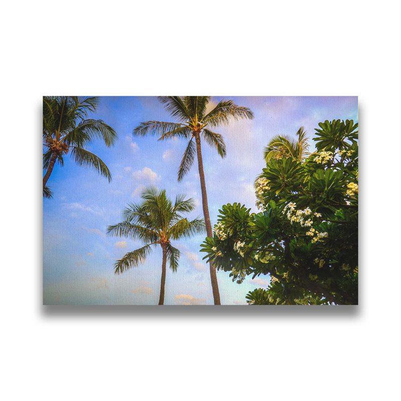 Plumerias and Palms par Kelly Wade. Impression sur papier - Monté et encadré, taille de l'image - 30 x 45, H 44 po x l 64 po