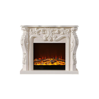 White Solid + Manufactured Wood Electric Fireplace
