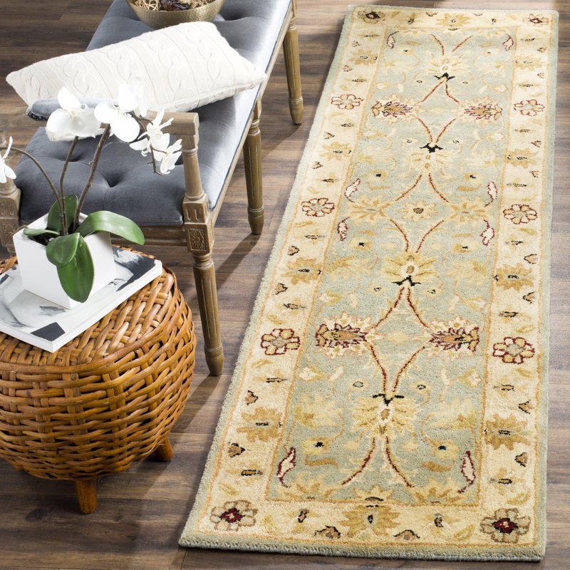 Dunbar Hand Tufted Wool/Cotton/Latex Oriental Rug in Light Blue/Ivory, Runner 2'3" x 10'