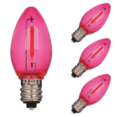 Ampoule DEL à filament omnidirectionnel rose C7, 0,6 W (équivalent 7 W), culot E12, lot de 4