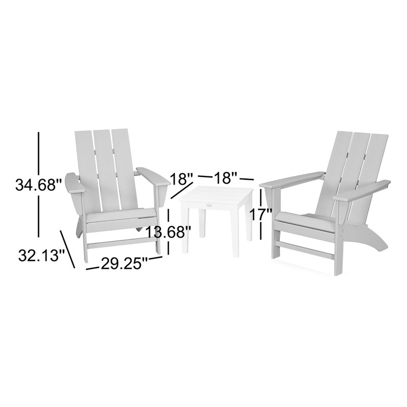 POLYWOOD Modern Adirondack 3-Piece Set, Black