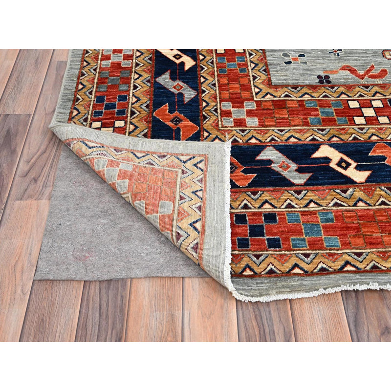 Tapis oriental carré gris en laine noué à la main 11 pi 6 po x 11 pi 9 po - MOA10286415, Carré 11 pi 6 po