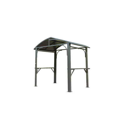 8 ft Arc Roof, Grill Canopy For Outdoor Grill W/Double Galvanized Steel Roof And 2 Side Shelves, Bbq Gazebo Grill Tent For Patio Garden Backyard