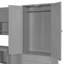 Lit simple avec tête de lit éclairée, bureau, armoire de rangement et armoire-851253258