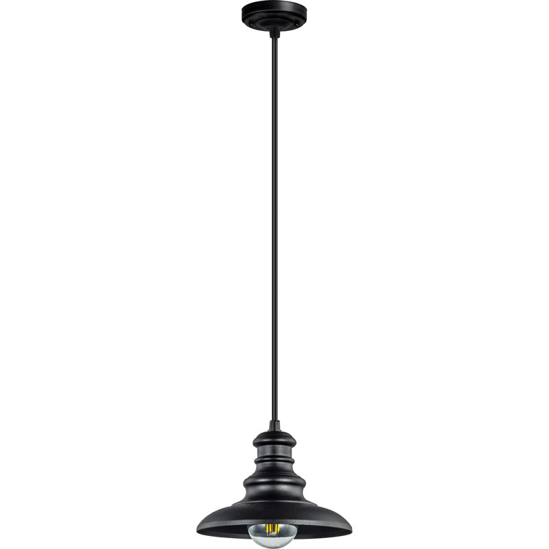 Alesis 1-Light Outdoor Black Farmhouse Pendant or Semi-Flush Mount Convertible