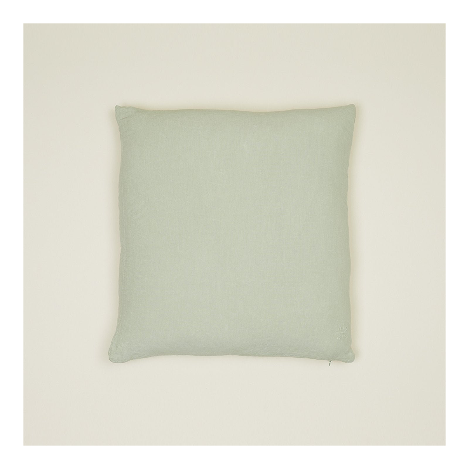 Simple Embroidered Linen Throw Pillow, Sage, Square 22"