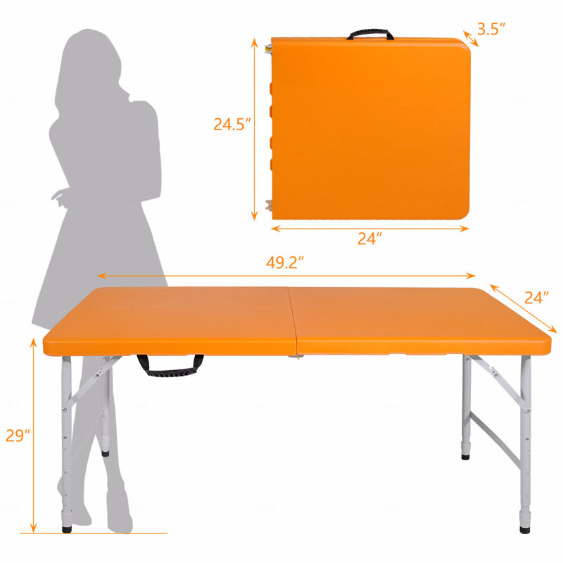 Table d'extérieur, table pliable pour le camping, Orange