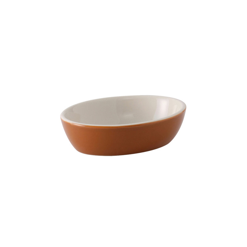 Tuxton Decorated Oval Ceramic 12 Piece Baker Bakeware Set, Brown/Eggshell White