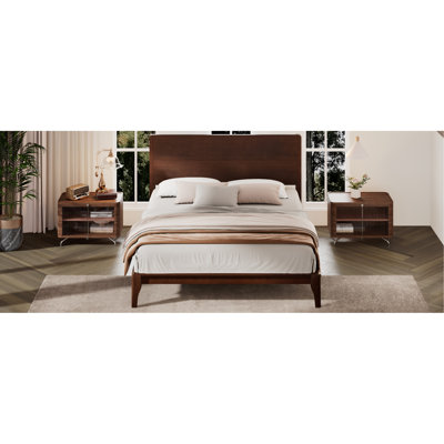 Mid-Century Modern Full Size 12 Inch Bamboo Wood Platform Bed with Wood Slat Metal Support, No Box Spring Needed, Easy Assembly, Chocolate