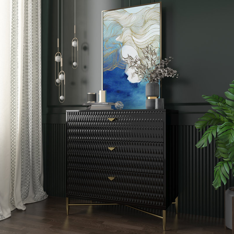 Commode en bois 3 tiroirs Sturbridge, Noir