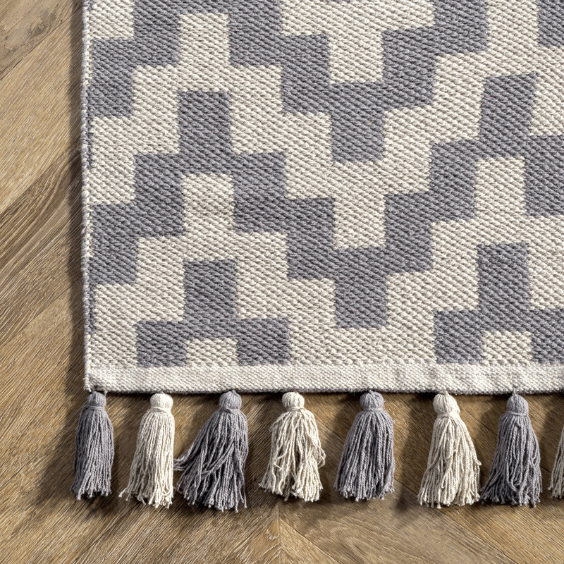 Cotton Chevron Indoor Rug, Rectangle 4' x 6'