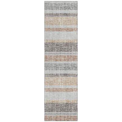 Machine Washable Indoor/Outdoor Xhevrie Gray Rug