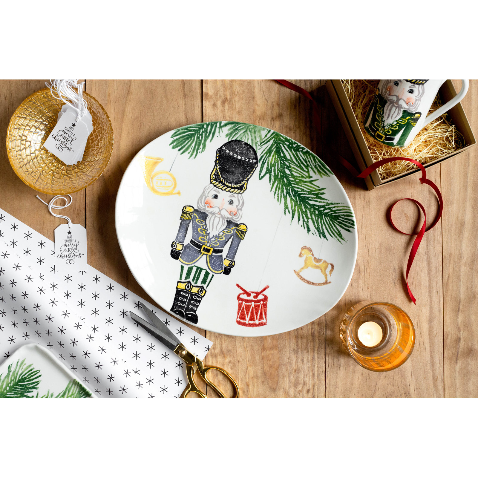 Nutcrackers Oval Terra Bianca Platter